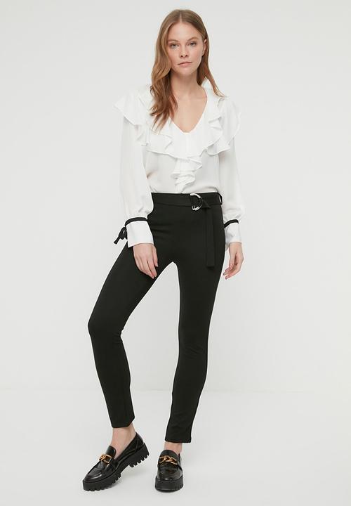 Trendyol - Belted knitted trousers - black