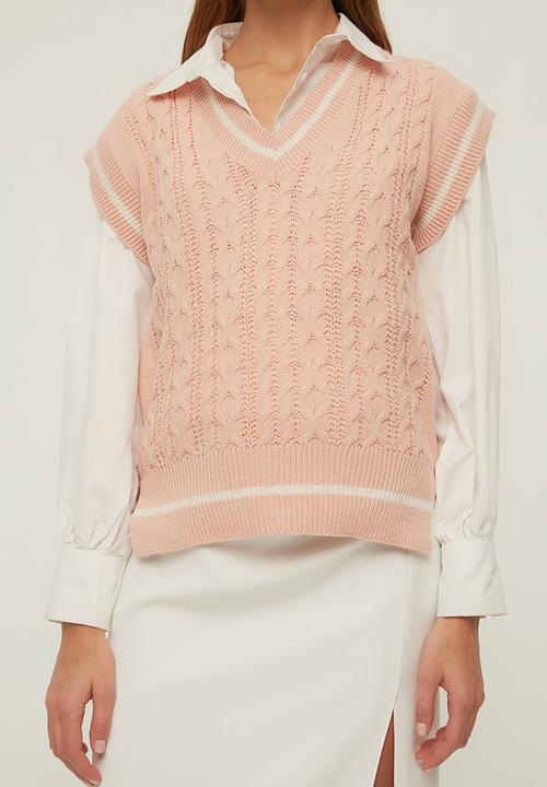 Trendyol - V-neck knitwear sweater - powder pink