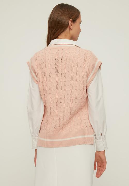 Trendyol - V-neck knitwear sweater - powder pink