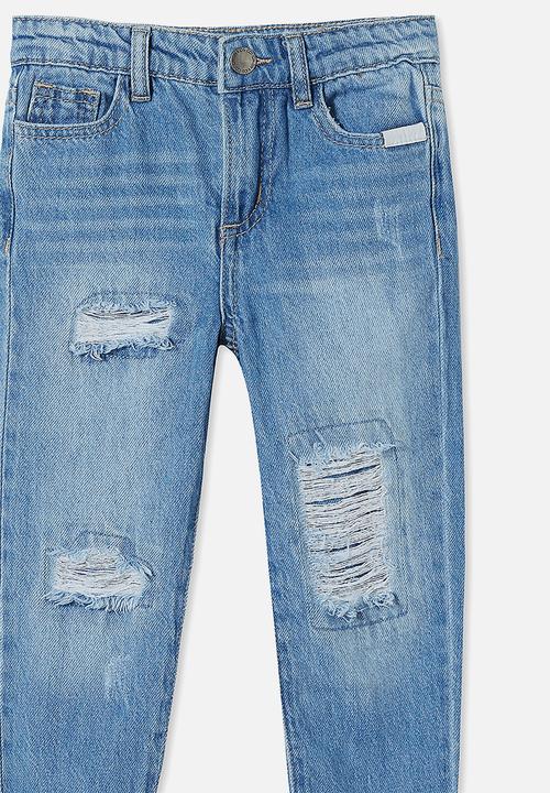 Cotton On - India slouch jean - weekend wash/rips/message