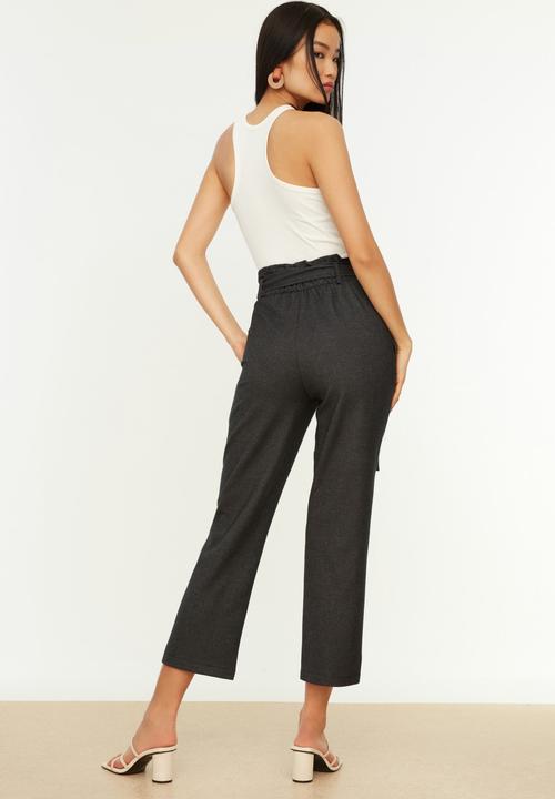 Trendyol - Sash detailed trousers - anthracite