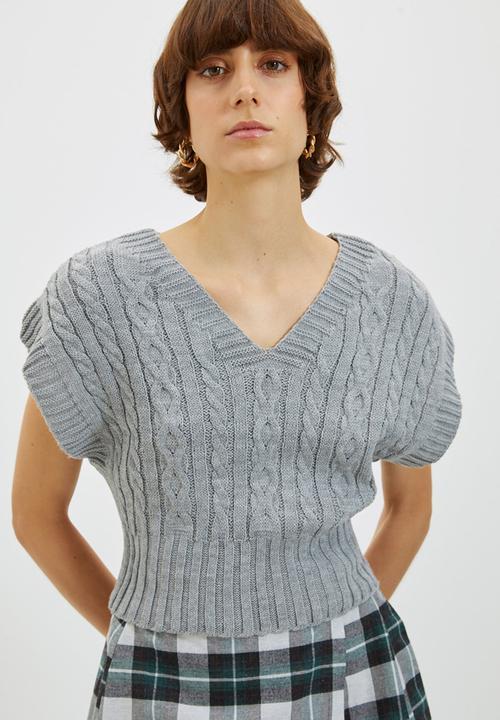 Trendyol - V-neck knitwear sweater - grey