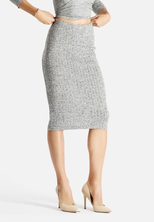 Glamorous - Grey Rib Pencil Skirt