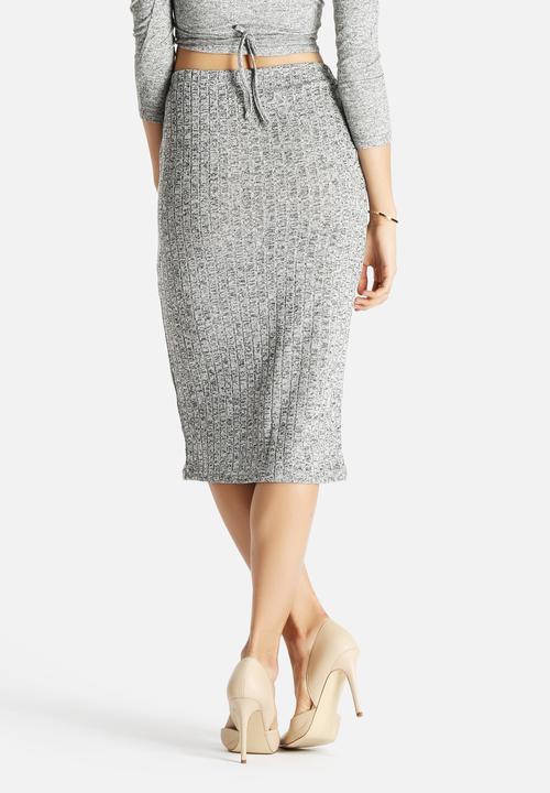 Glamorous - Grey Rib Pencil Skirt