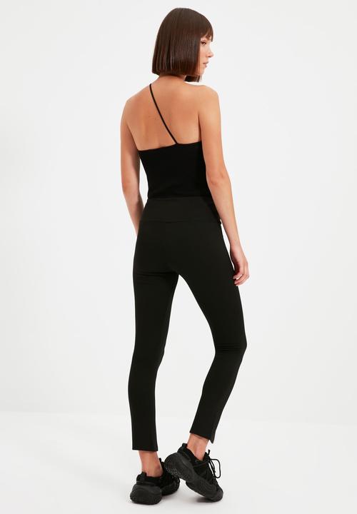 Trendyol - Slit detailed knitted leggings - black