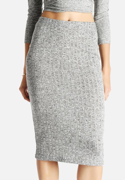 Glamorous - Grey Rib Pencil Skirt