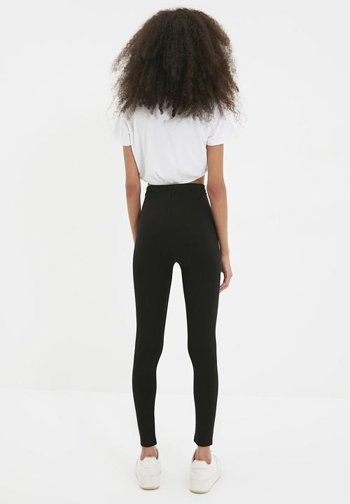 Trendyol - Eyelet detailed knitted trousers - black