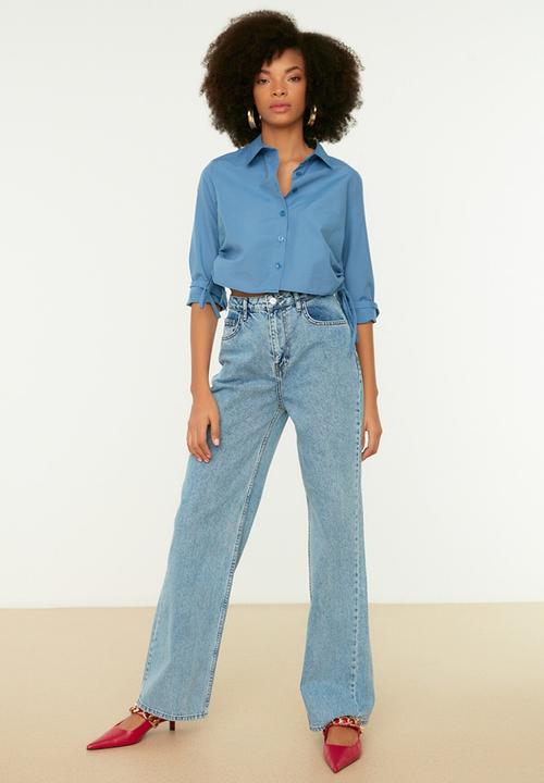 Trendyol - High waist wide leg jeans - blue