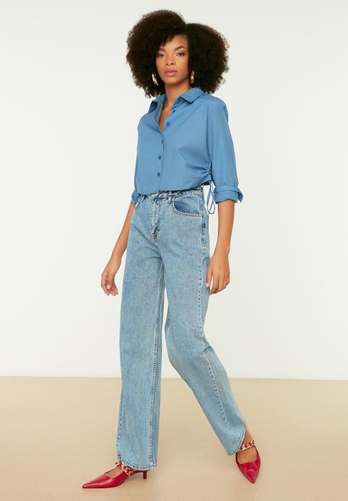 Trendyol - High waist wide leg jeans - blue