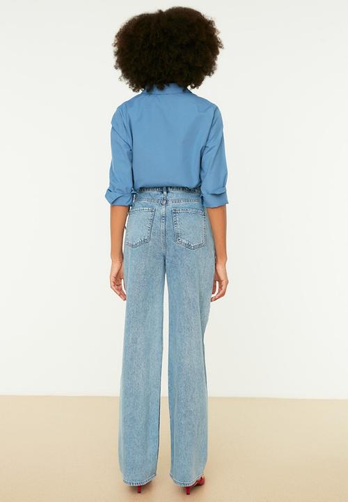 Trendyol - High waist wide leg jeans - blue