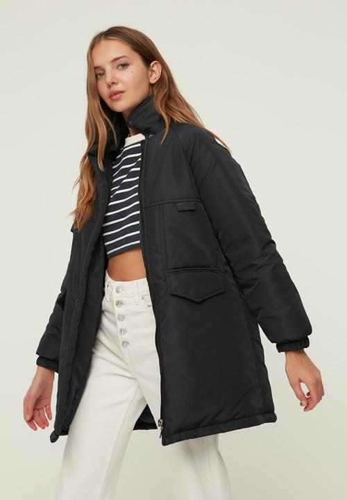 Trendyol - Oversize stand up collar quilted coat - navy