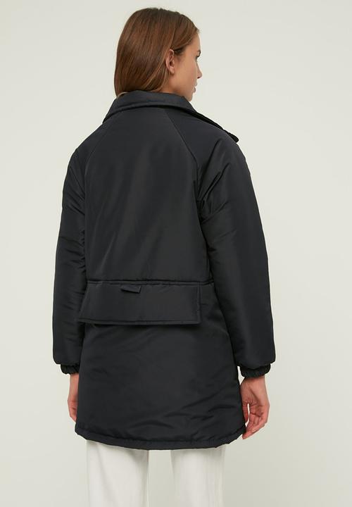 Trendyol - Oversize stand up collar quilted coat - navy