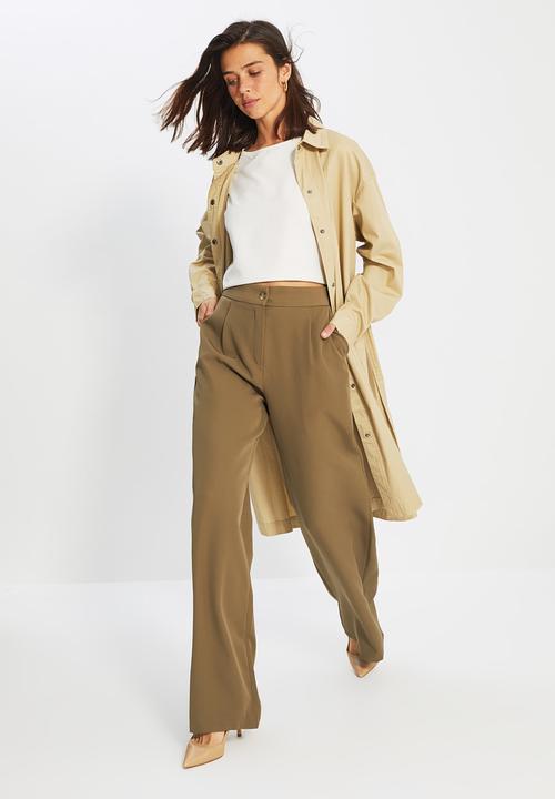 Trendyol - Straight trousers - light khaki