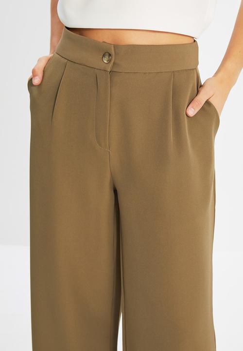 Trendyol - Straight trousers - light khaki