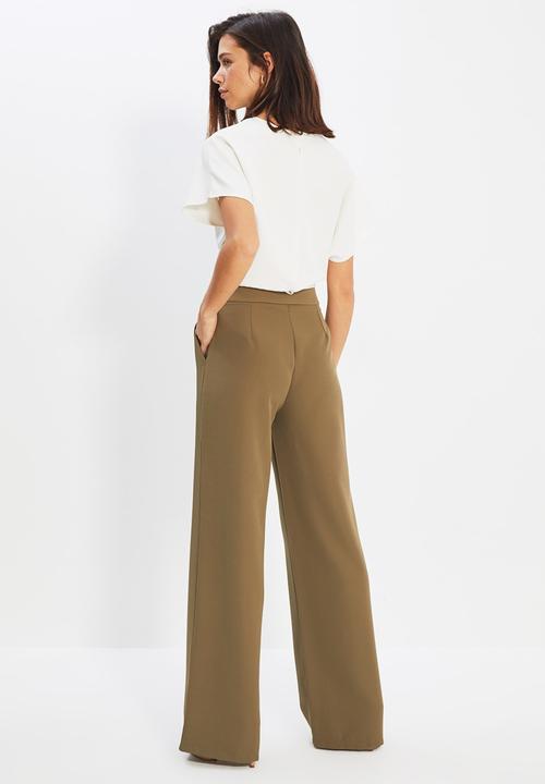 Trendyol - Straight trousers - light khaki