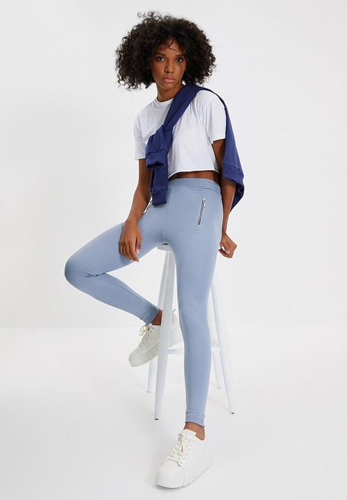 Trendyol - Knitted zipper leggings - grey