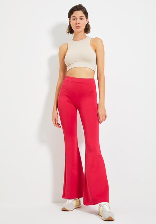 Trendyol - Flare knitted trousers - burgundy