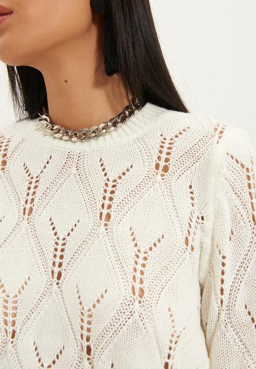 Trendyol - Openwork knitwear sweater - ecru
