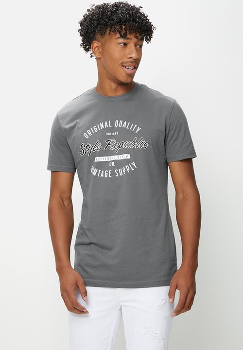 STYLE REPUBLIC - Mikey crew neck graphic tee - dark grey