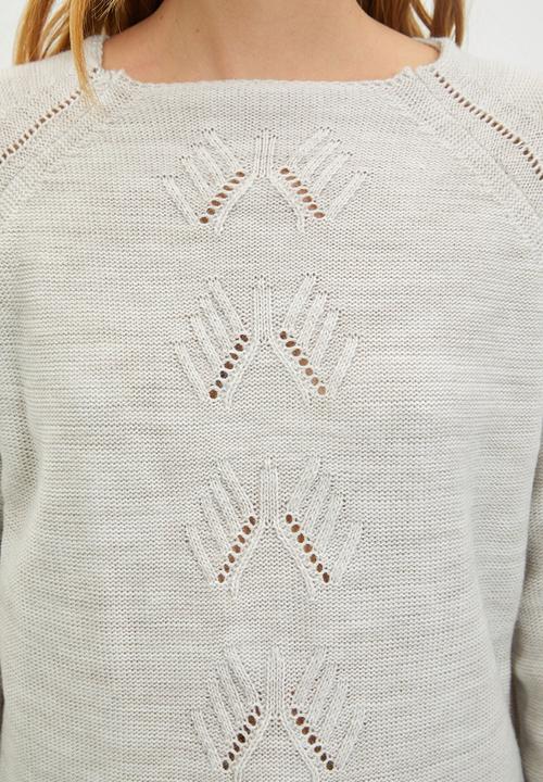 Trendyol - Openwork knitwear sweater - light grey