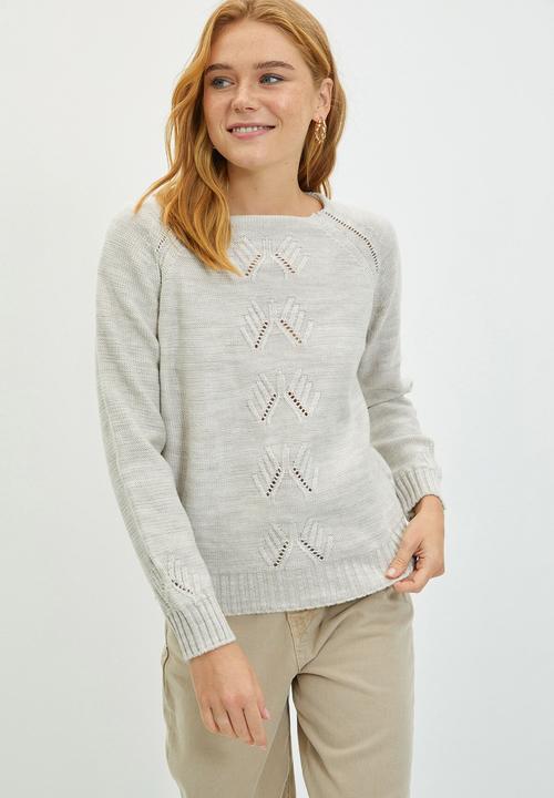 Trendyol - Openwork knitwear sweater - light grey