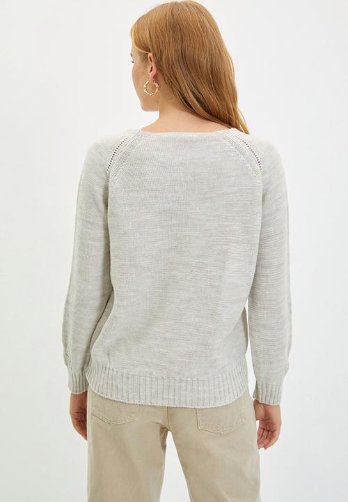 Trendyol - Openwork knitwear sweater - light grey