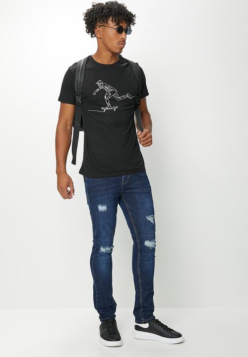 STYLE REPUBLIC - Mikey crew neck graphic tee - black skater