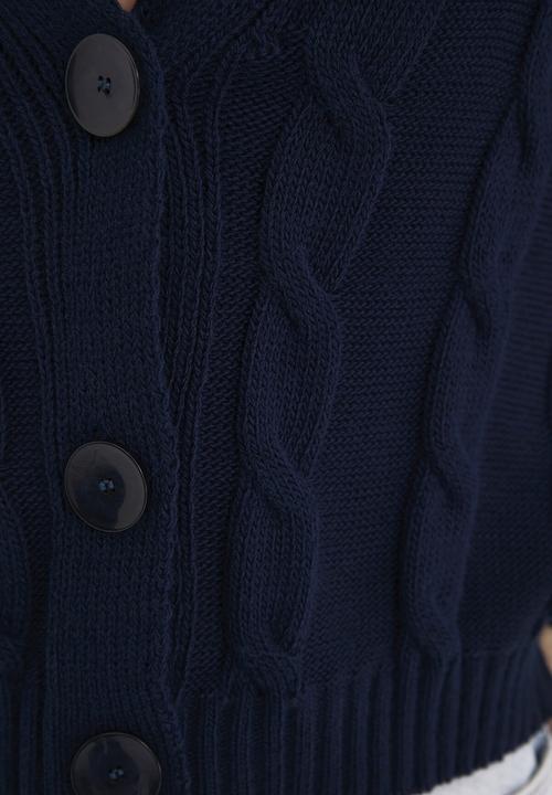 Trendyol - Oversize knit detailed buttoned knitwear cardigan - navy 