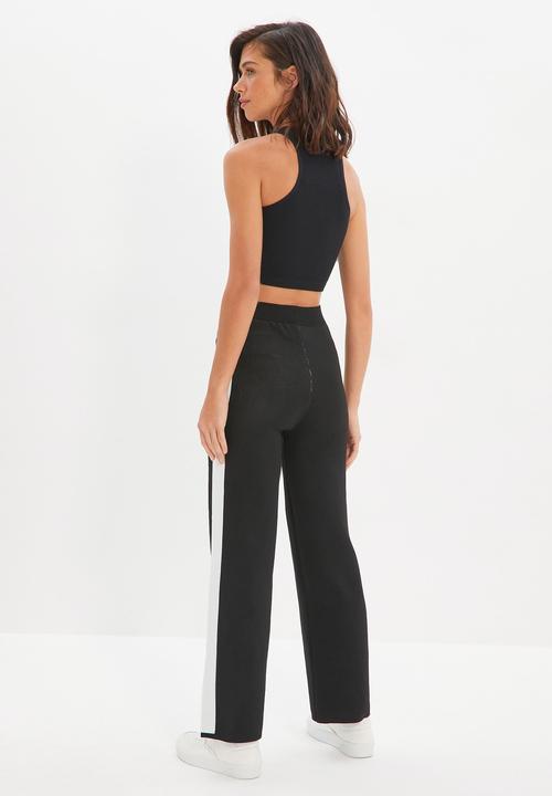 Trendyol - Stripe detailed knitwear trousers - black