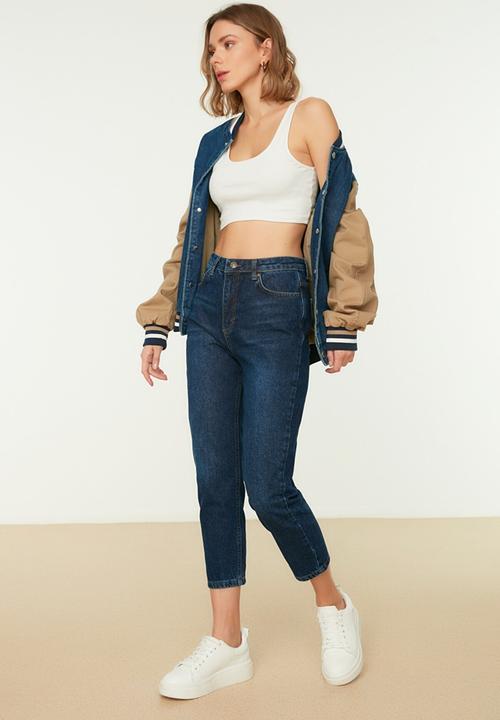 Trendyol - Petite high waist mom jeans - blue