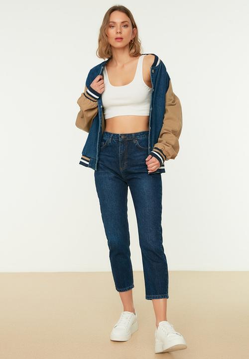 Trendyol - Petite high waist mom jeans - blue