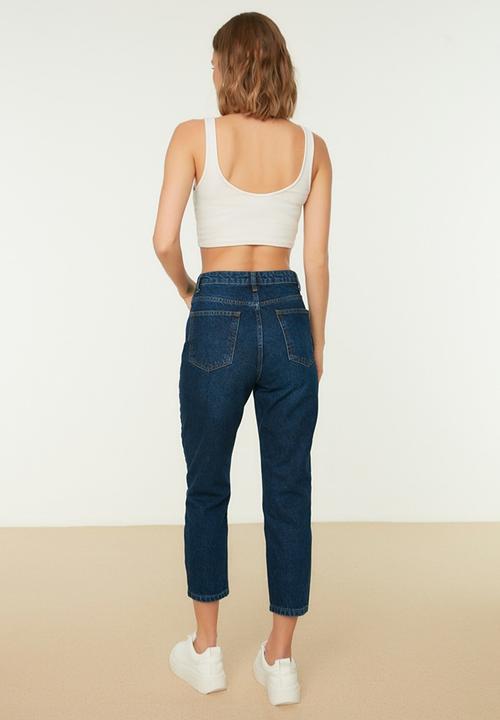 Trendyol - Petite high waist mom jeans - blue