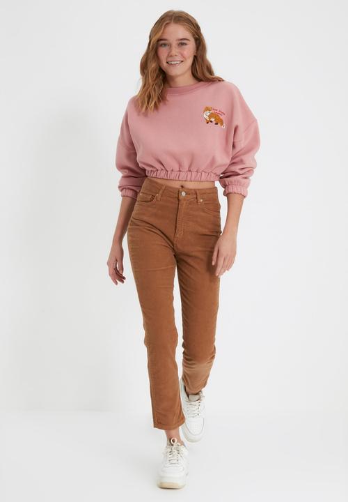 Trendyol - Velvet high waist slim fit jeans - brown