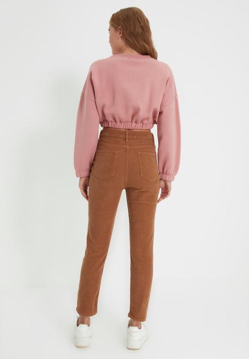 Trendyol - Velvet high waist slim fit jeans - brown