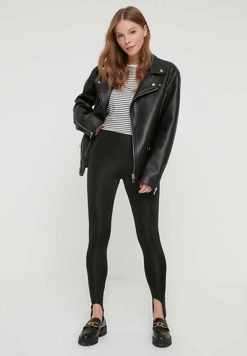 Trendyol - Heel snap high waist knitted leggings - black