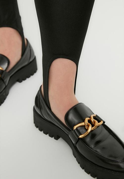 Trendyol - Heel snap high waist knitted leggings - black