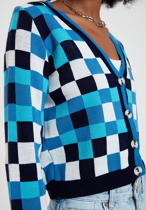 Trendyol - Plaid jacquard crop knitwear cardigan - multi
