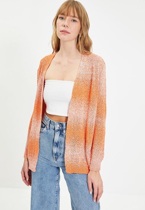 Trendyol - Color block oversize knitwear cardigan - salmon