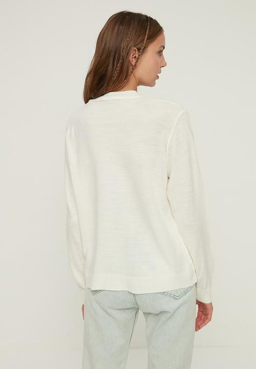 Trendyol - Print detailed knitwear sweater - ecru
