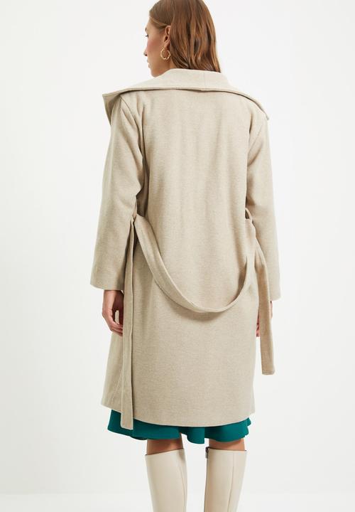 Trendyol - Belted oversize cachet coat - mink