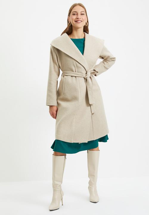 Trendyol - Belted oversize cachet coat - mink