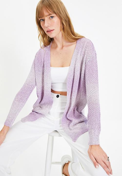 Trendyol - Color block oversize knitwear cardigan - lilac