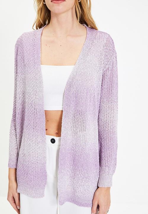 Trendyol - Color block oversize knitwear cardigan - lilac