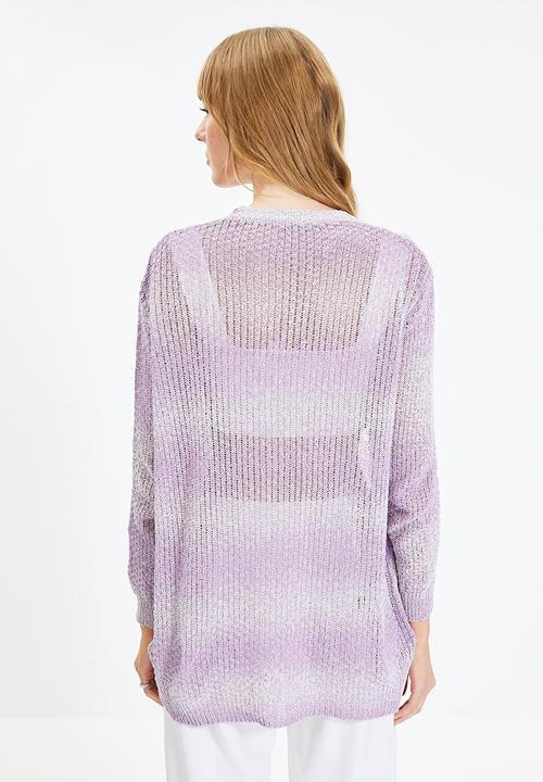 Trendyol - Color block oversize knitwear cardigan - lilac