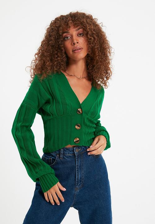 Trendyol - Crop knitwear cardigan - green