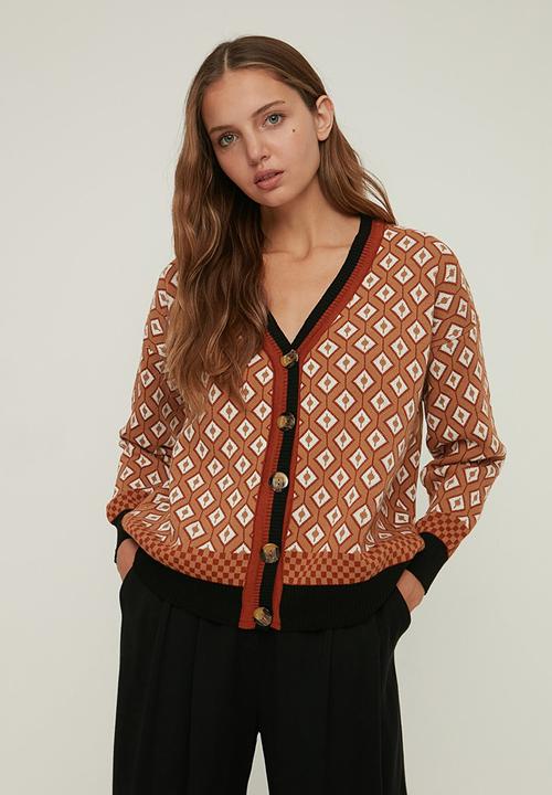 Trendyol - Jacquard knitwear cardigan - black