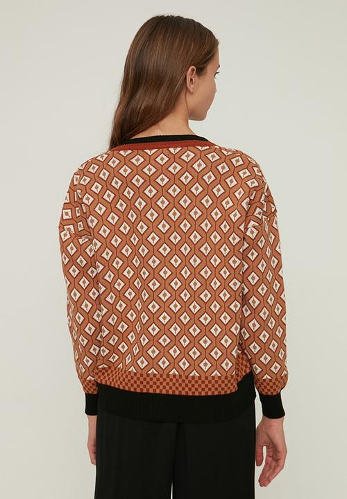 Trendyol - Jacquard knitwear cardigan - black