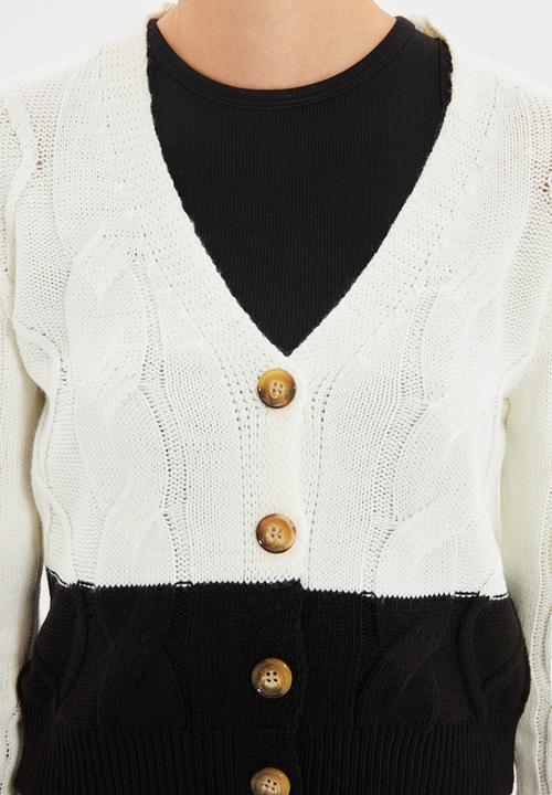 Trendyol - Crop knitwear cardigan - ecru