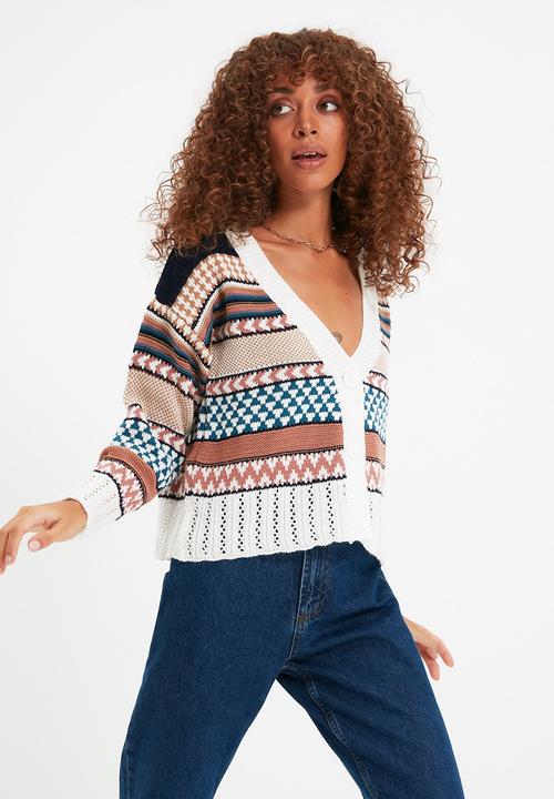 Trendyol - Jacquard knitwear cardigan - beige