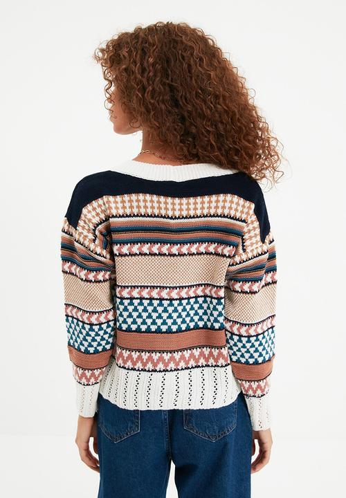 Trendyol - Jacquard knitwear cardigan - beige